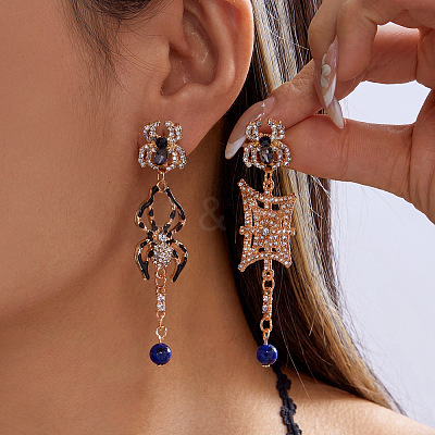 Halloween Alloy Enamel & Rhinestone Stud Dangle Earrings WGDC089-02-1