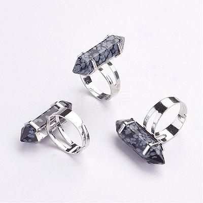 Natural Snowflake Obsidian Finger Rings RJEW-P120-A05-1