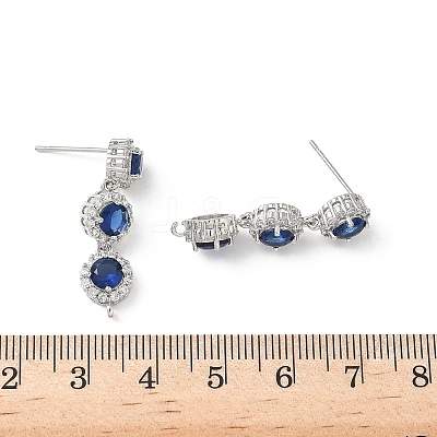 Brass Pave Cubic Zirconia Stud Earring Findings KK-D369-07P-B-1