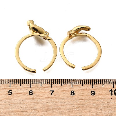 Brass with Cubic Zirconia Cuff Rings RJEW-Q018-01G-1