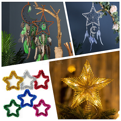 5 Styles Iron Star Ring for DIY Woven Net/Web with Feather IFIN-GF0001-67A-1
