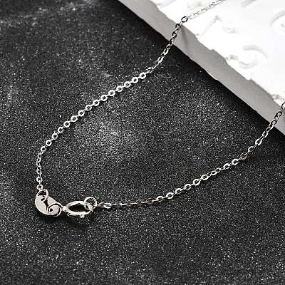Anti-Tarnish Rhodium Plated 925 Sterling Silver Cable Chain Necklaces NJEW-N0048-46-18-1