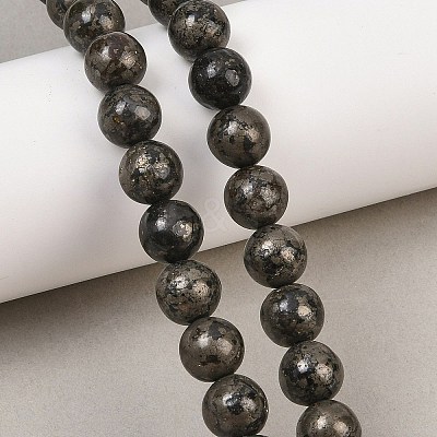 Natural Pyrite Beads Strands G-P303-01-8mm-16-1