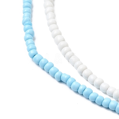2Pcs 2 Colors Glass Seed Beaded Necklaces Set NJEW-FZ00030-1