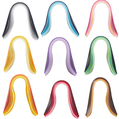 9Sets 9 Styles Gradient Rectangle Quilling Paper Strips DIY-CP0012-32-1