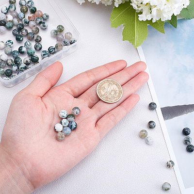 Natural Tree Agate Beads Strands G-OC0001-55-1