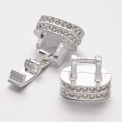 Alloy Crystal Rhinestone Fold Over Clasps ALRI-M002-01S-1
