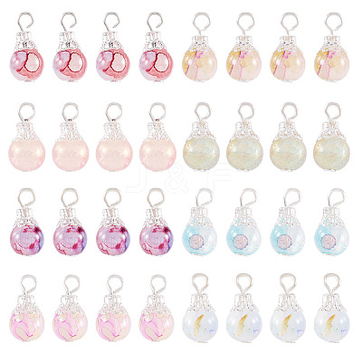 80Pcs 8 Colors Baking Paint Crackle Glass Pendants PALLOY-TAC0186-1