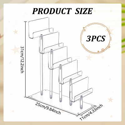 5-Slot Acrylic Eyeglasses Organizer Display Riser Stands ODIS-WH0043-238-1