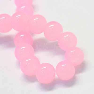 Baking Paint Imitation Jade Glass Round Bead Strands X-DGLA-Q021-6mm-26-1