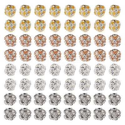80Pcs 4 Colors Brass Rhinestone Beads KK-TA0002-11C-1