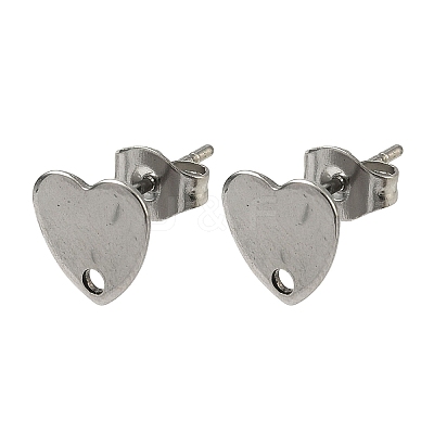 Non-Tarnish 304 Stainless Steel Heart Stud Earring Findings X-STAS-R063-37-1