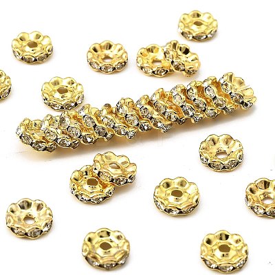 Brass Grade A Crystal Rhinestone Spacer Beads X-RB-A006-10MM-G-1