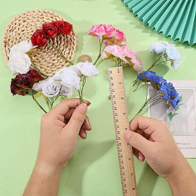 9Pcs 9 Colors Silk Cloth Artificial Flower AJEW-CA0005-10-1