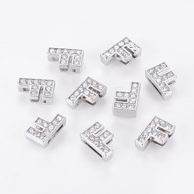 Alloy Initial Slide Charms with Grade A Rhinestones ALRI-R032-F-FF-1