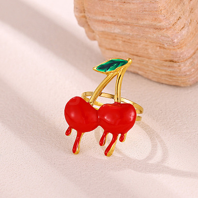 304 Stainless Steel Enamel Cuff Open Rings for Women WG4798C-03-1