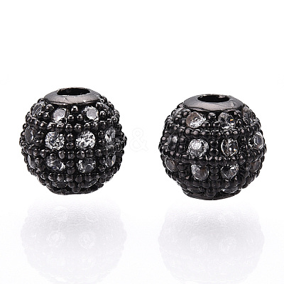 Rack Plating Brass Cubic Zirconia Beads ZIRC-S001-6mm-A01-1