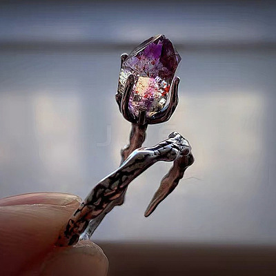 Alloy Glass Cuff Open Rings WG86608-01-1