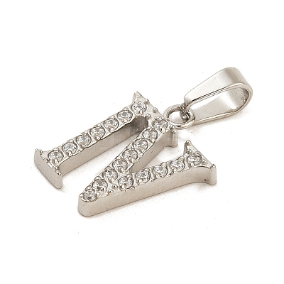 304 Stainless Steel Micro Pave Cubic Zirconia Pendants STAS-H228-02P-04-1