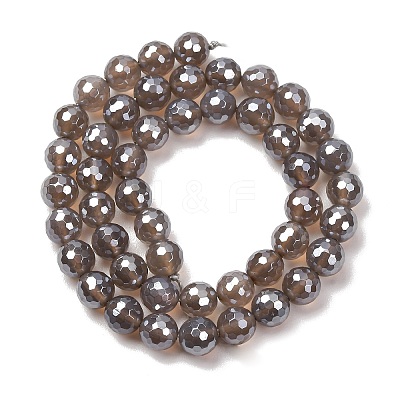 Electroplated Natural Agate Beads Strands G-B191-A07-8mm-05-1