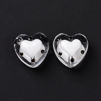 Glass Heart Beads GLAA-D005-01H-1