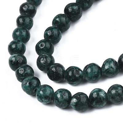 Dyed Natural Sesame Jasper Round Beads Strands G-R342-6mm-13-1