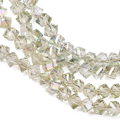 Electroplate Transparent Glass Beads Strands GL-CBA7A17-01A-14-1