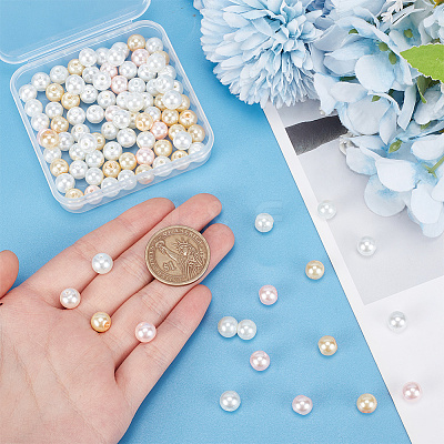 100Pcs Ocean Mix Pearlized Glass Pearl Beads HY-HY0001-04C-1
