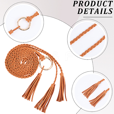 Handmade Imitation Leather Braided Rope Tie Belts AJEW-WH20006-398B-1