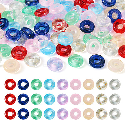 90Pcs 9 Colors Transparent Glass European Beads GLAA-TA0001-79-1