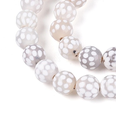 Tibetan Style Natural Agate dZi Beads Strands G-T144-36B-02-1
