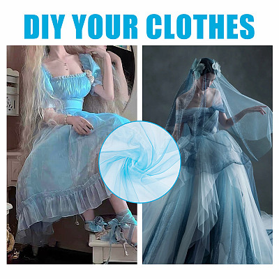 Polyester Organza Fabric DIY-WH0622-049A-1