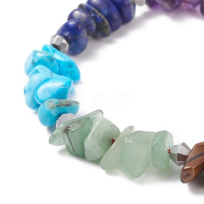 Natural & Synthetic Mixed Gemstone Chips Braided Bead Bracelet BJEW-JB08631-1