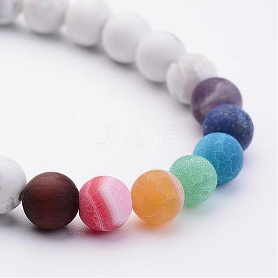 Natural Howlite & Gemstone Beads Stretch Bracelets BJEW-JB02510-02-1