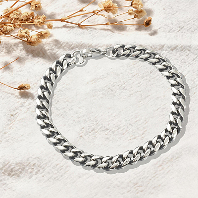 1Pc Men's 304 Stainless Steel Curb Link Chain Bracelets BJEW-DJ0001-82-1