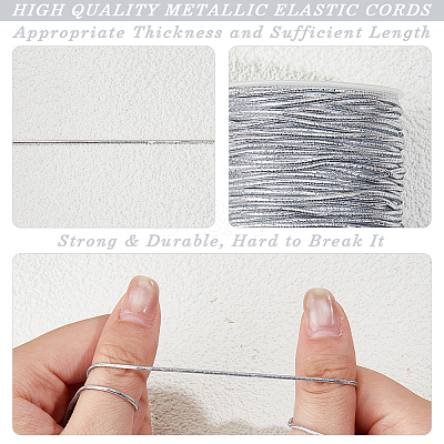 2 Rolls Polyester Metallic Elastic Round Cord OCOR-CY0003-50B-1