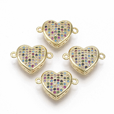 Brass Micro Pave Cubic Zirconia Links Connectors ZIRC-T005-041G-1