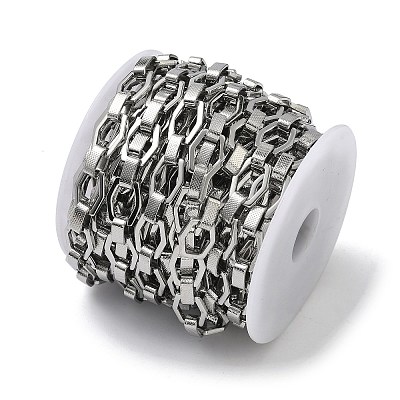 Handmade 304 Stainless Steel Octagon Link Chains STAS-F341-01P-1