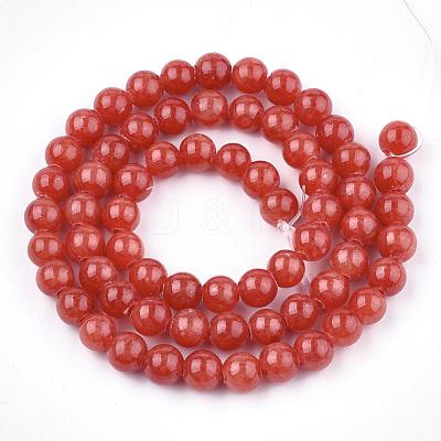 Natural Dyed Yellow Jade Gemstone Bead Strands G-R271-8mm-YXS16-1