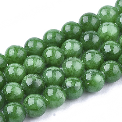 Natural Dyed Yellow Jade Gemstone Bead Strands X-G-R271-10mm-Y13-1