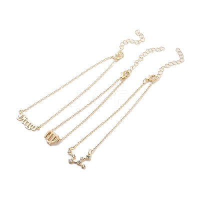 3Pcs Alloy Rhinestones Anklets AJEW-S083-01G-08-1