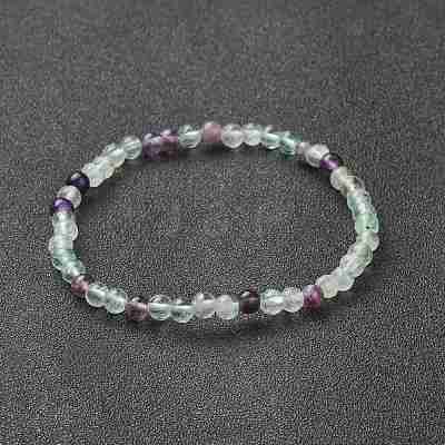 Natural Fluorite Beaded Stretch Bracelets BJEW-A117-A-38-1