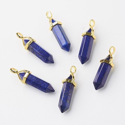 Natural Lapis Lazuli Double Terminated Pointed Pendants G-G902-B02-1
