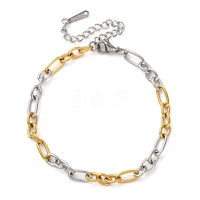304 Stainless Steel Figaro Chains Bracelets BJEW-K284-03D-GP-1