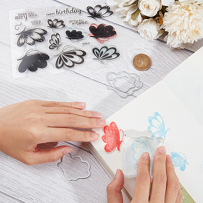 1Pc Butterfly Clear Silicone Stamps DIY-CP0009-56-1