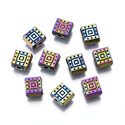 Rack Plating Rainbow Color Alloy Beads PALLOY-S180-357-1