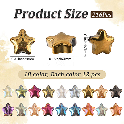 216Pcs 18 Colors Electroplate Glass Beads RABO-PA0001-01-1
