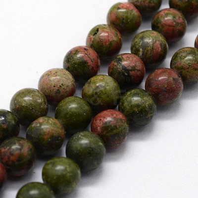 Natural Unakite Beads Strands G-I199-08-4mm-1