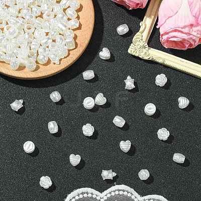 300Pcs 6 Styles Plastic Imitation Pearl Beads OACR-CJ0002-46-1