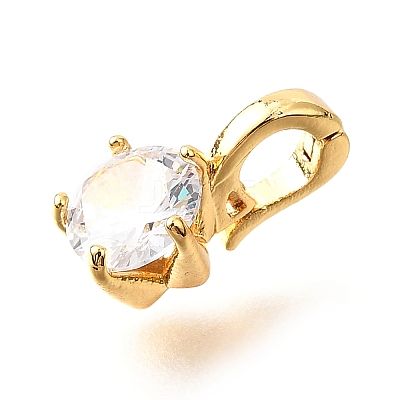 Brass Micro Pave Cubic Zirconia Charms KK-D356-05A-G-1